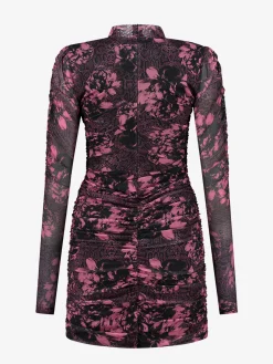 Aangesloten jurk met all-over print