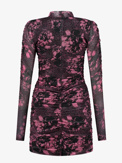 Aangesloten jurk met all-over print
