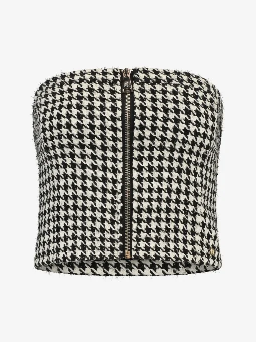 Bandeau top met pied-de-poule patroon
