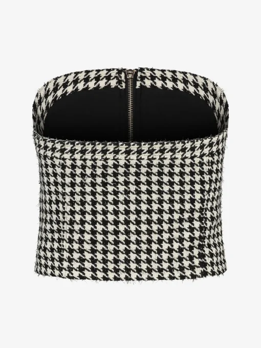 Bandeau top met pied-de-poule patroon
