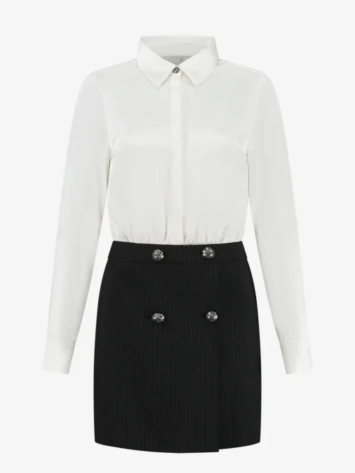 Blouse-jurk met krijtstrepen