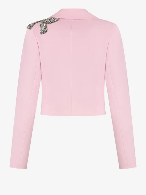 Cropped blazer met glitter strik