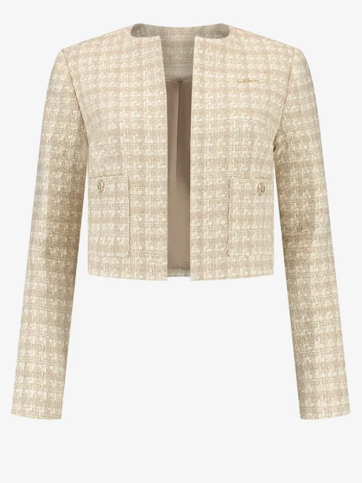 Cropped blazer met pied-de-poule patroon