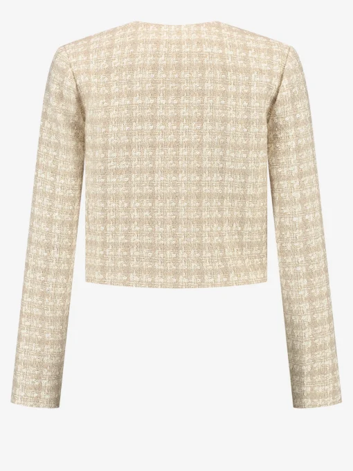 Cropped blazer met pied-de-poule patroon