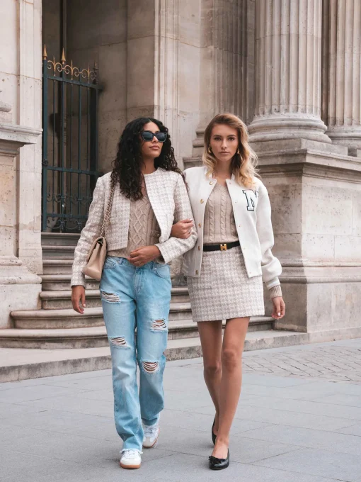 Cropped blazer met pied-de-poule patroon
