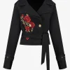 Cropped trenchcoat met embroidery