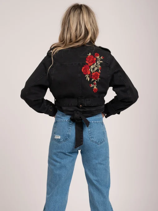 Cropped trenchcoat met embroidery