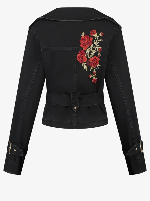Cropped trenchcoat met embroidery