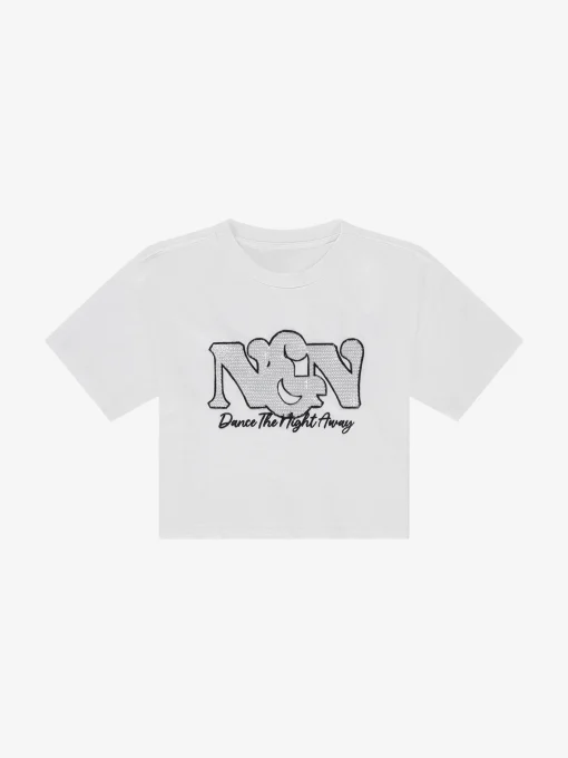 Cropped T-shirt met pailletten NIK&NIK logo