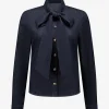 Denim blouse met strikkoord