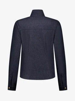 Denim blouse met strikkoord
