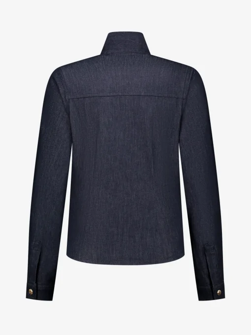 Denim blouse met strikkoord