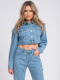 Denim jacket met detail aan de zijkant
