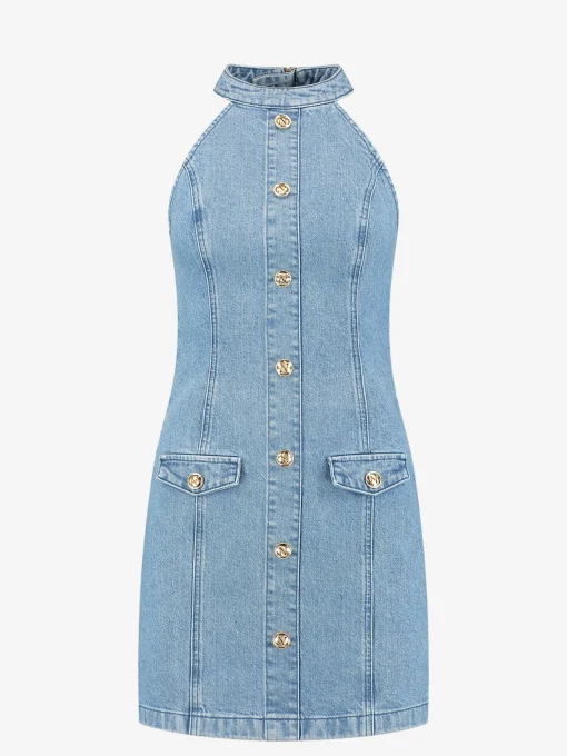 Denim jurk met turtleneck