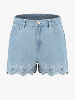Denim shorts met embroidery