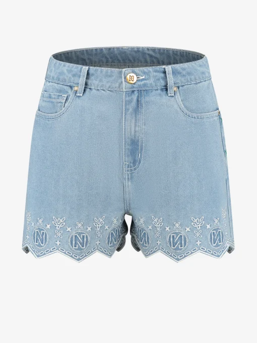 Denim shorts met embroidery