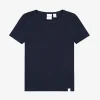 Donkerblauwe top met korte mouwen
