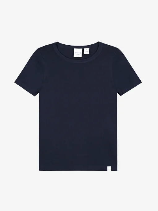 Donkerblauwe top met korte mouwen