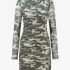 Fitted jurk met all-over print