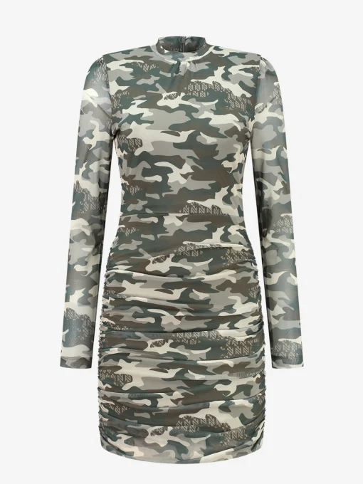 Fitted jurk met all-over print