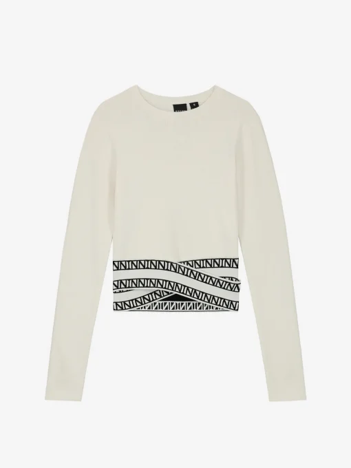 Fitted top met logo tailleband