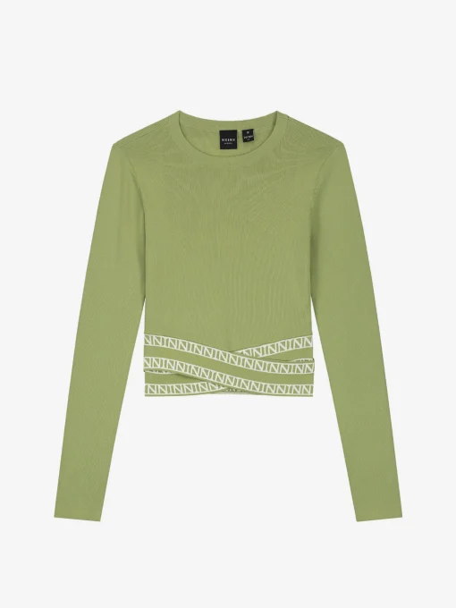 Fitted top met logo tailleband
