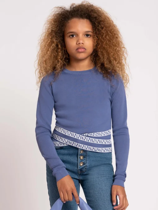 Fitted top met logo tailleband