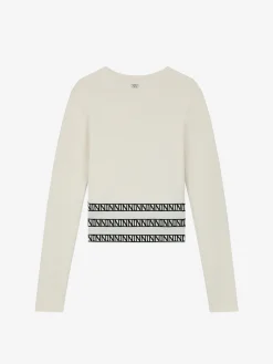Fitted top met logo tailleband