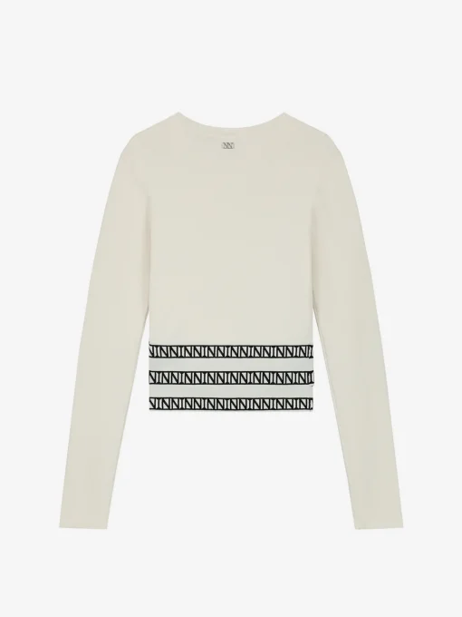 Fitted top met logo tailleband