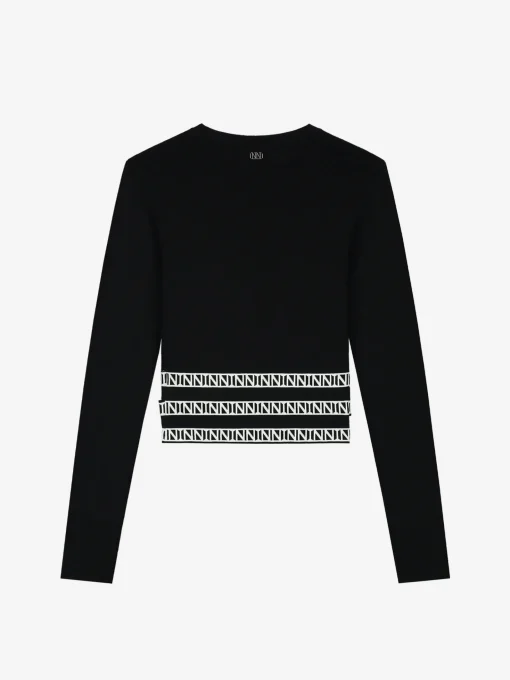 Fitted top met logo tailleband