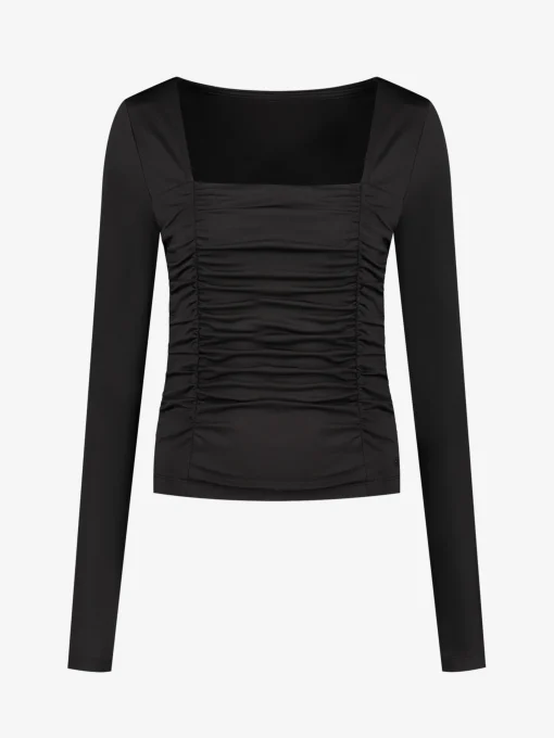 Fitted top met vierkante halslijn