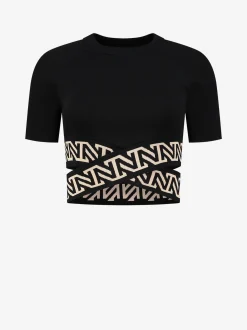 Fitted t-shirt met gekruisde logo banden