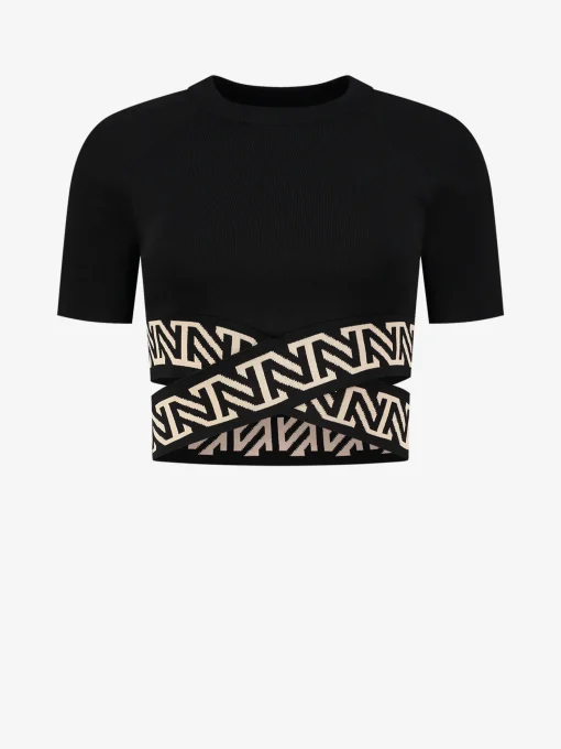 Fitted t-shirt met gekruisde logo banden