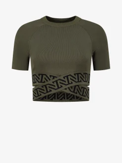 Fitted t-shirt met gekruisde logo banden