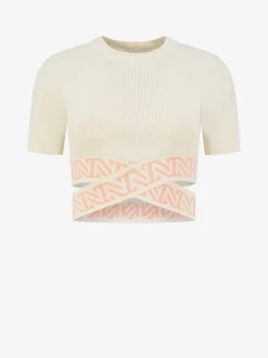 Fitted t-shirt met gekruisde logo banden