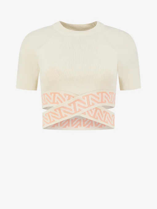 Fitted t-shirt met gekruisde logo banden