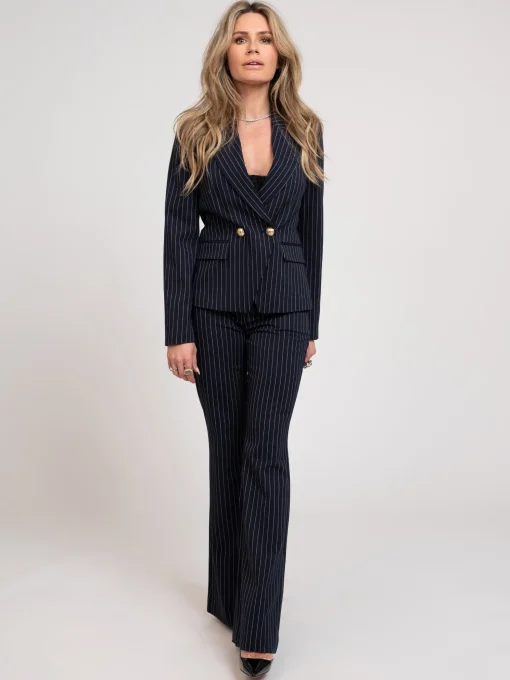 Flared broek met krijtstreep