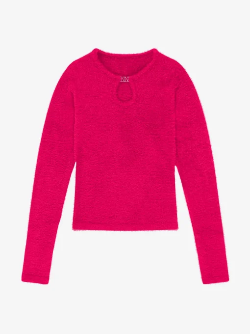 Fluffy trui met detail bij hals