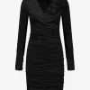 Gedrapeerde jurk met bloem detail