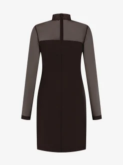 Gedrapeerde jurk met mesh en een col