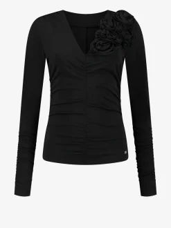 Gedrapeerde top met bloem detail