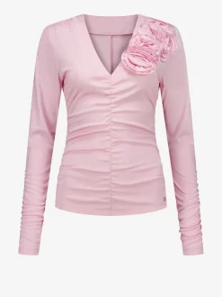 Gedrapeerde top met bloem detail