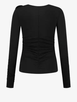 Gedrapeerde top met bloem detail