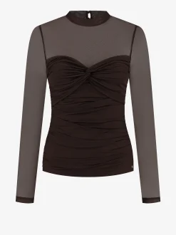 Gedrapeerde top met mesh en een col