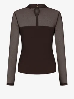 Gedrapeerde top met mesh en een col