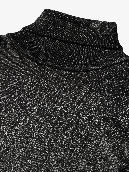 Geribbelde glitter top met col