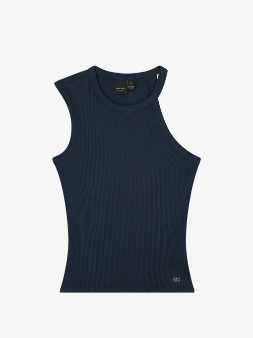 Geribbelde one shoulder top