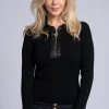 Geribbelde sweater met rits bij de hals