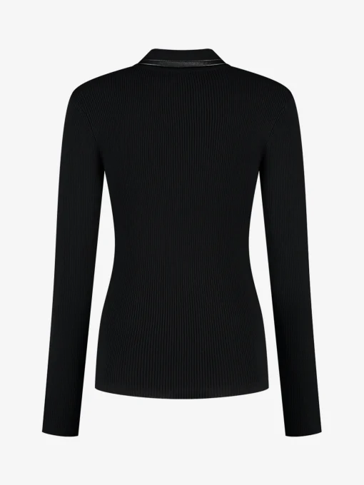 Geribbelde sweater met rits bij de hals