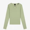 Geribbelde top met open detail